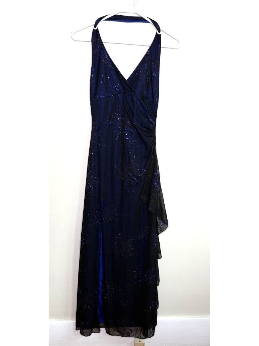 Vintage Y2K Dress Gown Overlay Embellished Flitter Ruffle HOCO Whimsigoth